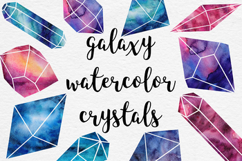 Watercolor Crystals Clipart.