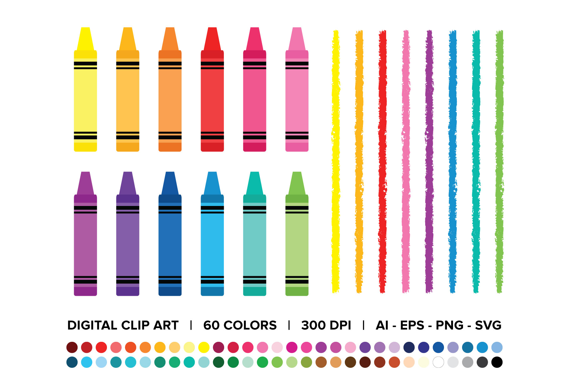 Crayon & Border Clip Art Set.