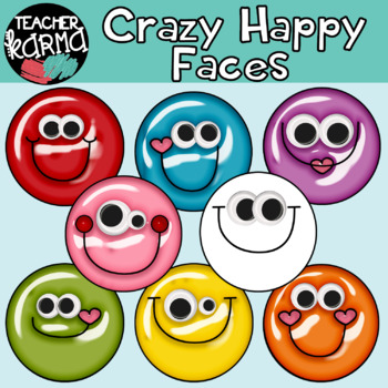 Crazy Happy SHINY Faces: Smiley Faces Graphics with Googly Eyes.