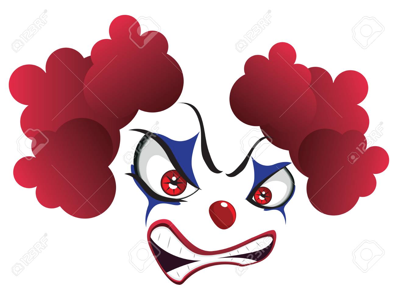 Cartoon creepy evil clown face for Halloween.