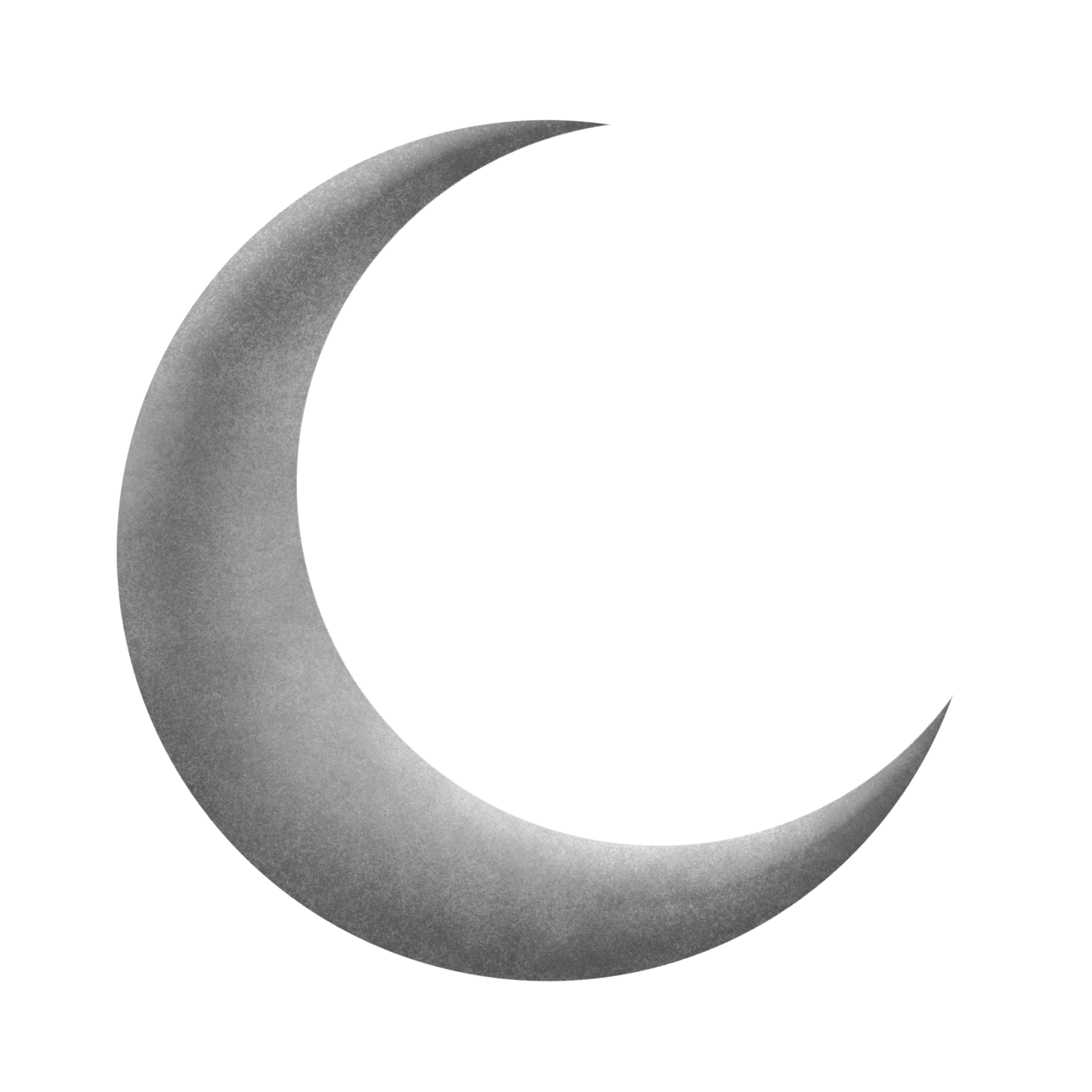 Silver Grey Moon Crescent transparent PNG.