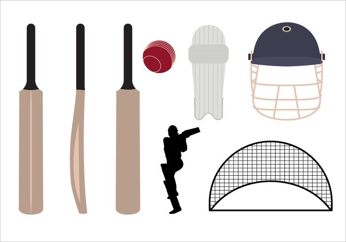 Set of Cricket Symbols and Objects in Vector.