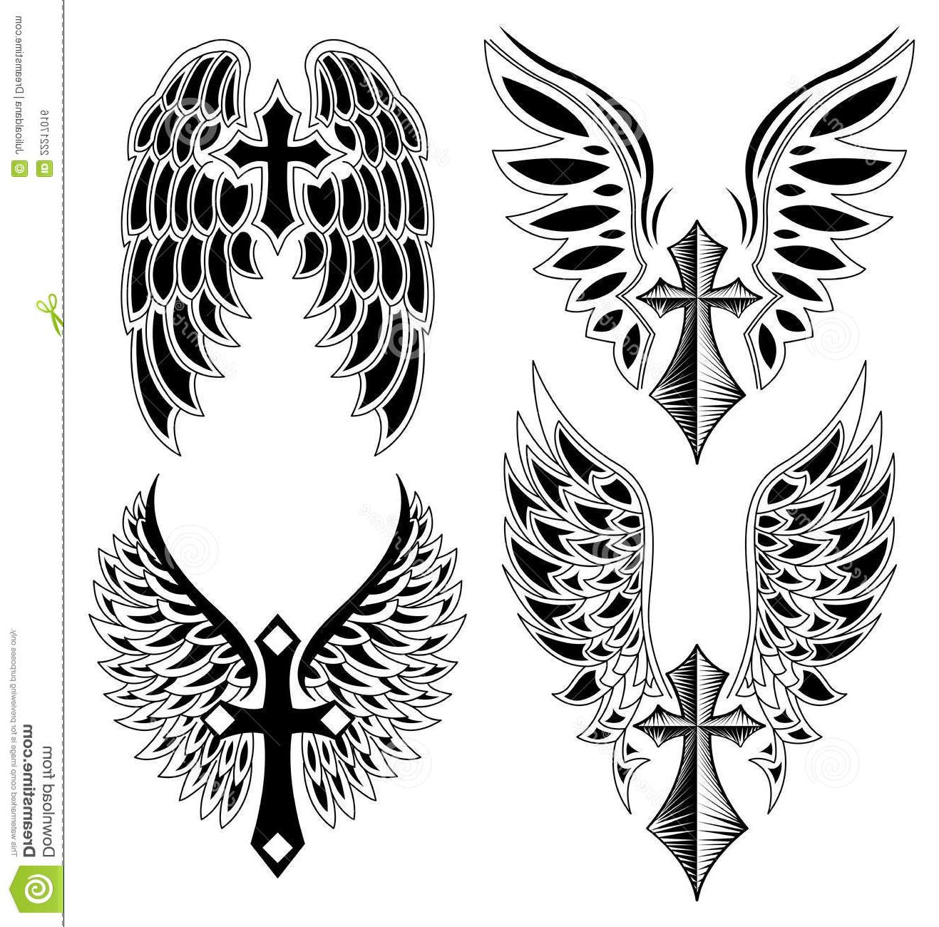 HD Cross With Wings Outline Vector Cdr » Free Vector Art, Images.