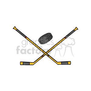 crossed hockey sticks clipart. Royalty.