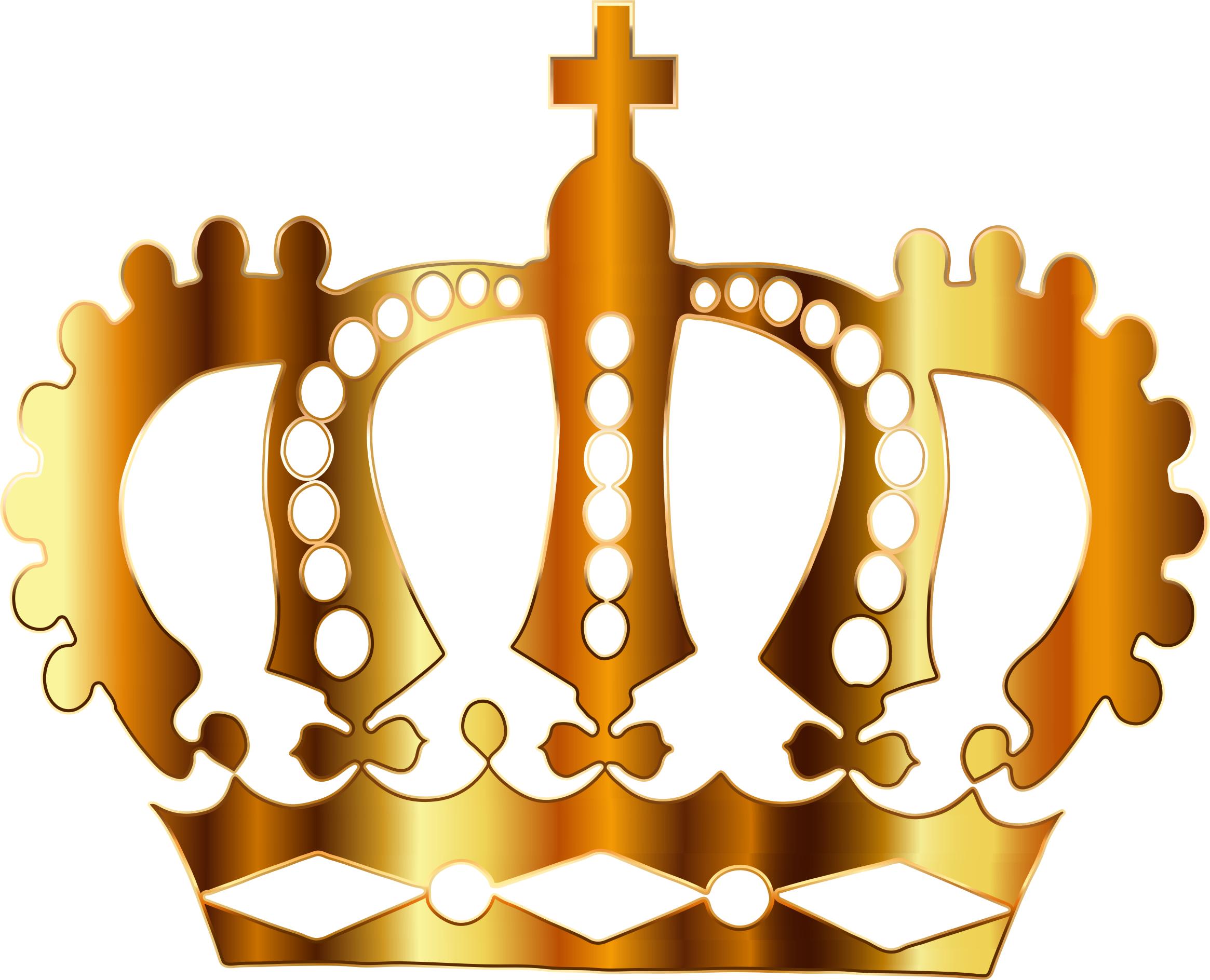 Gold Royal Crown Silhouette No Background Icons PNG.