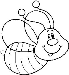 Cute bee clipart black and white.