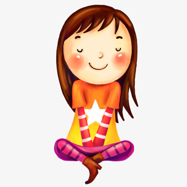 Cute Girl Sitting Clipart Star Long Hair PNG Image And Limited.