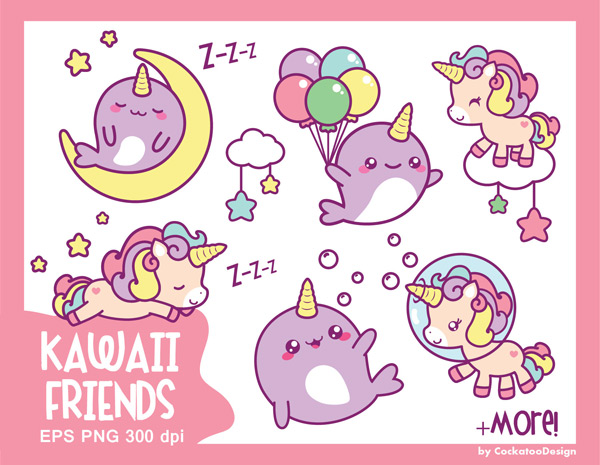 Kawaii Printable Clipart for Journal Stickers.