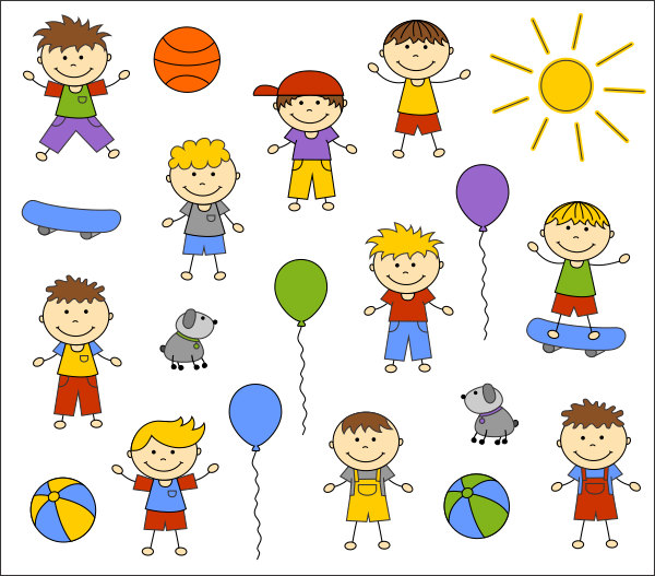 Cute Kids Digital Clip Art, Baby Boy Digital Clip Art, Children.