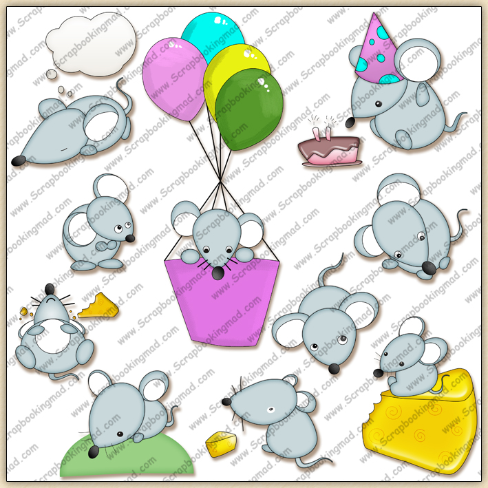 Cute Little Mice ClipArt Graphic Collection.