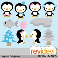 Clip art Joyous Penguins 07434 (cute penguins clipart).