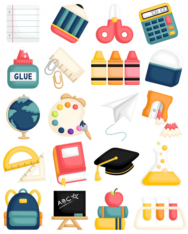 Cute school supplies Vector.