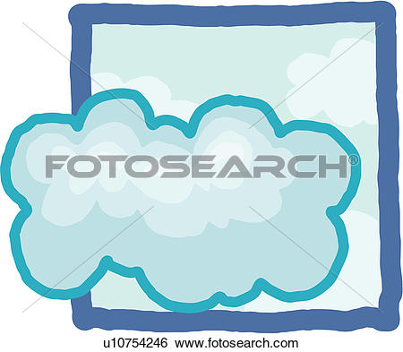 Clip Art of fleecy, cumulus, hiding, sun, sky, fleecy cloud.