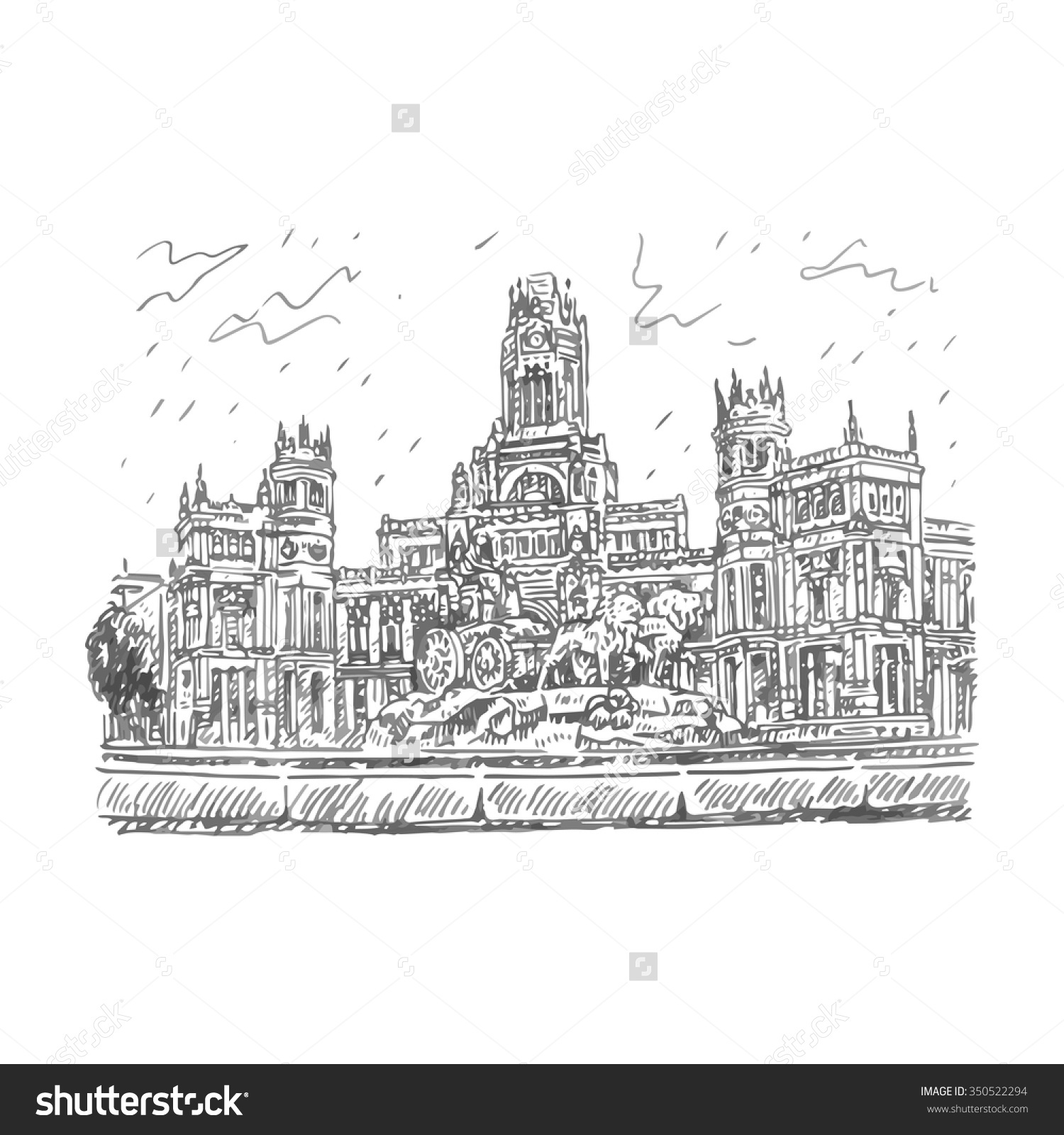 Cybele Palace Fountain Plaza Cibeles Madrid Stock Vector 350522294.