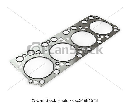 Stock Illustrations of Gasket car engine cylinder head, on a white.