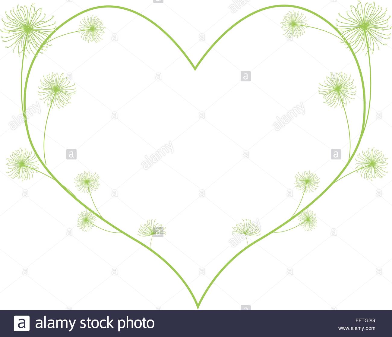 Love Concept, Illustration Of Green Egyptian Cyperus Papyrus Or.