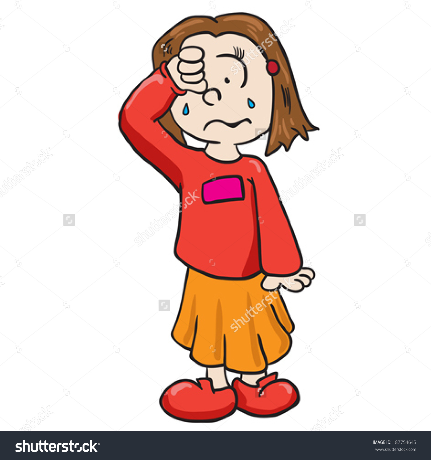 Little Girl Crying Cartoon Illustration Stock Vector 187754645.