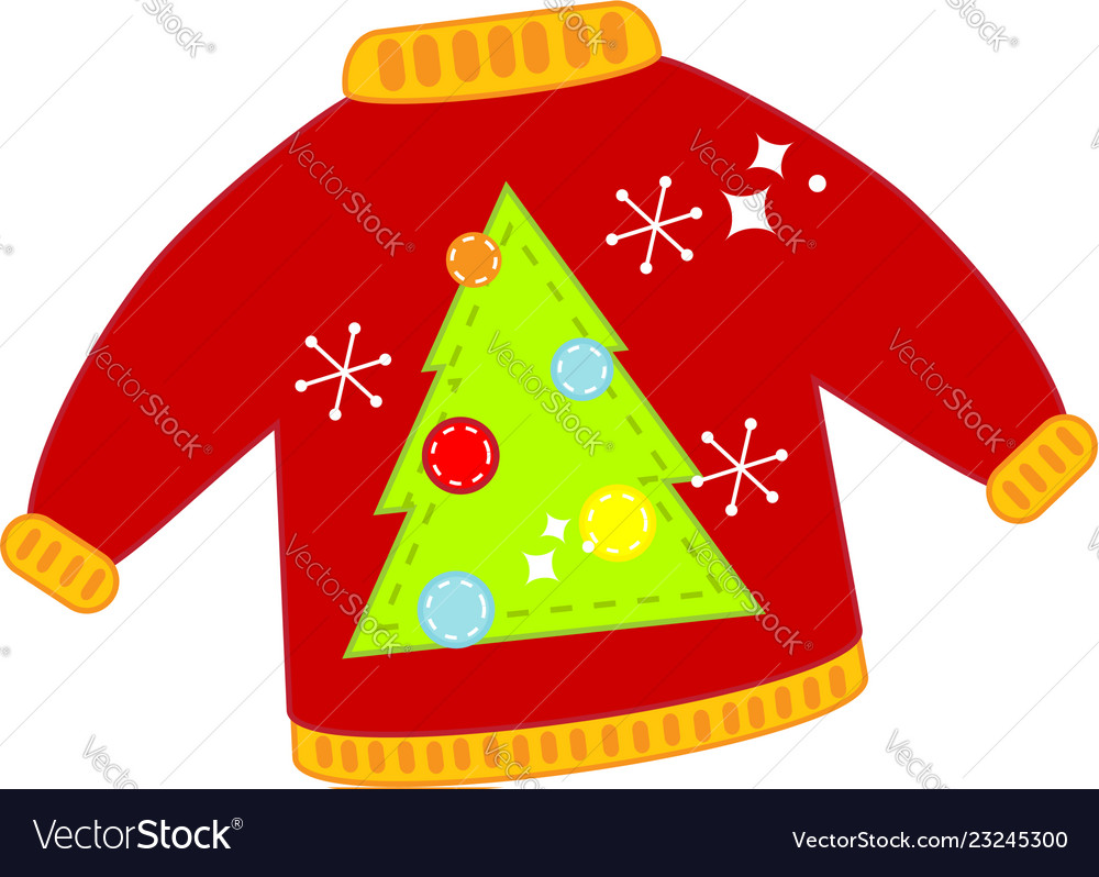 Red christmas ugly sweater isolated clip art.