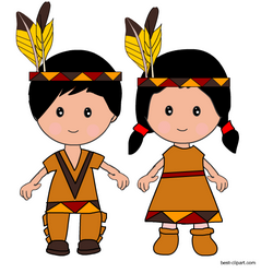 Native american boy and girl standing together.