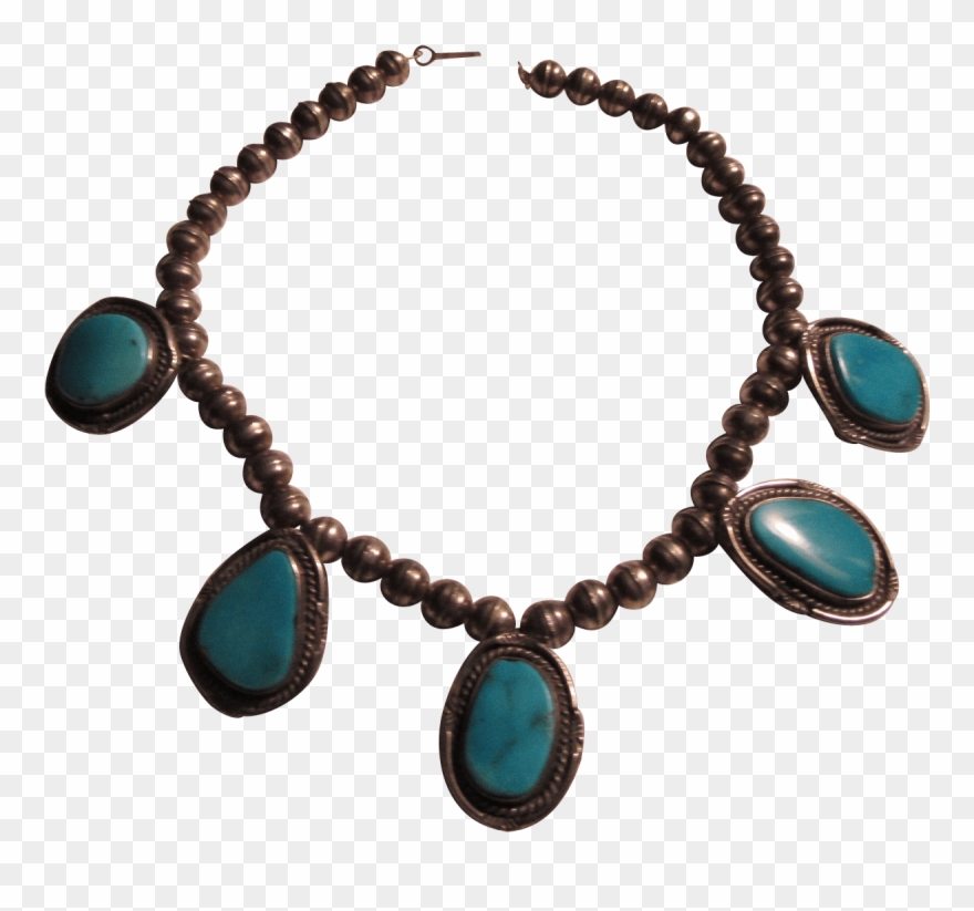 Native American Silver And Turquoise Pendants Necklace.