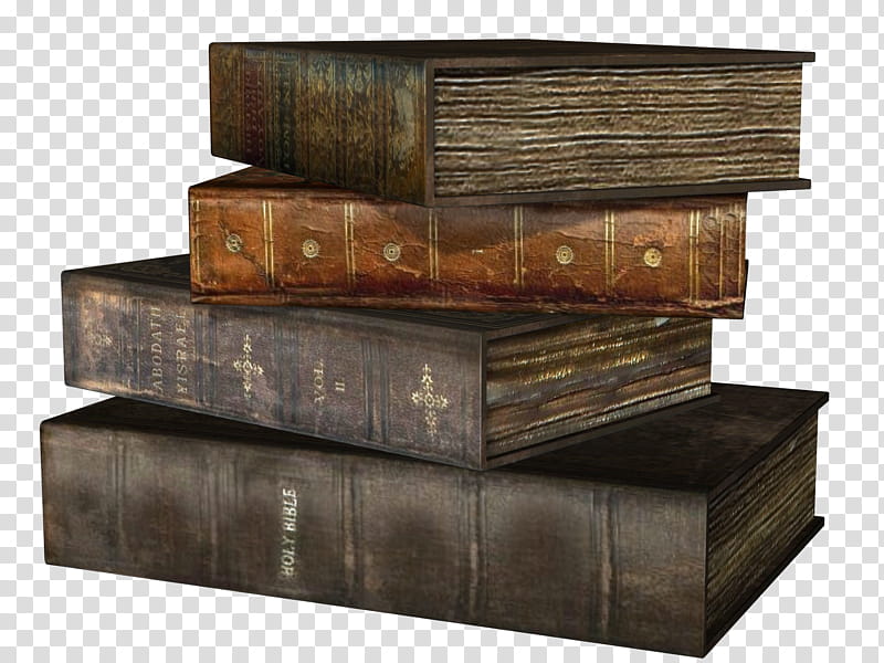 Old Books , four brown books illustration transparent.