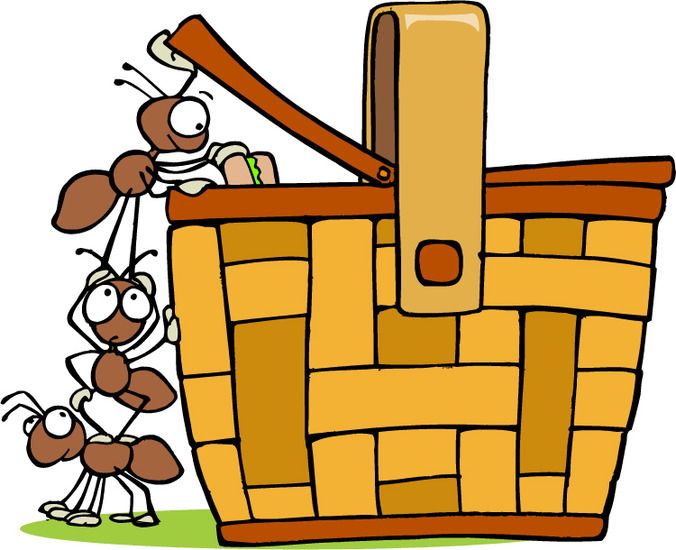 Picnic Basket With Ants Clip Art.