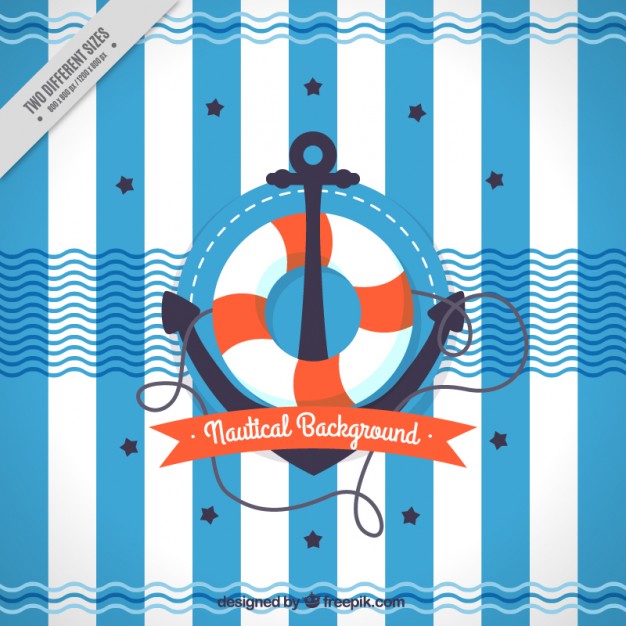 Anchor with life preserver background Vector.