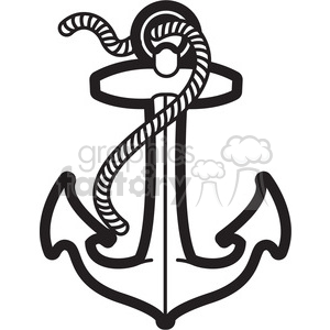 anchor with rope design tattoo illustration clipart. Royalty.