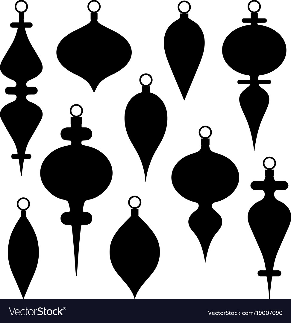 Black silhouette christmas ornament clipart.