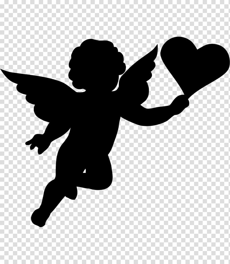 Cherub Cupid Silhouette , angel baby transparent background.