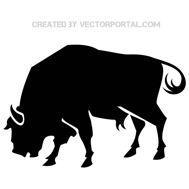 Raging Bull Silhouette Free Vector.