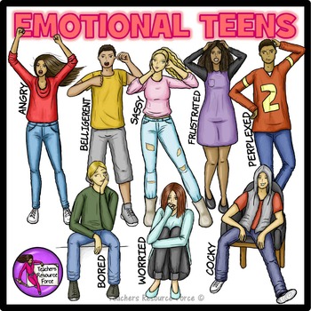 Emotional Teens Clip Art.