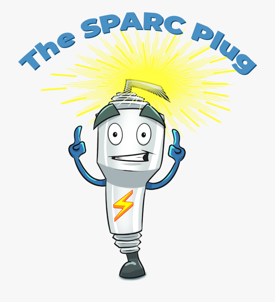 Cartoon Of Spark Plug Pointing To Text \