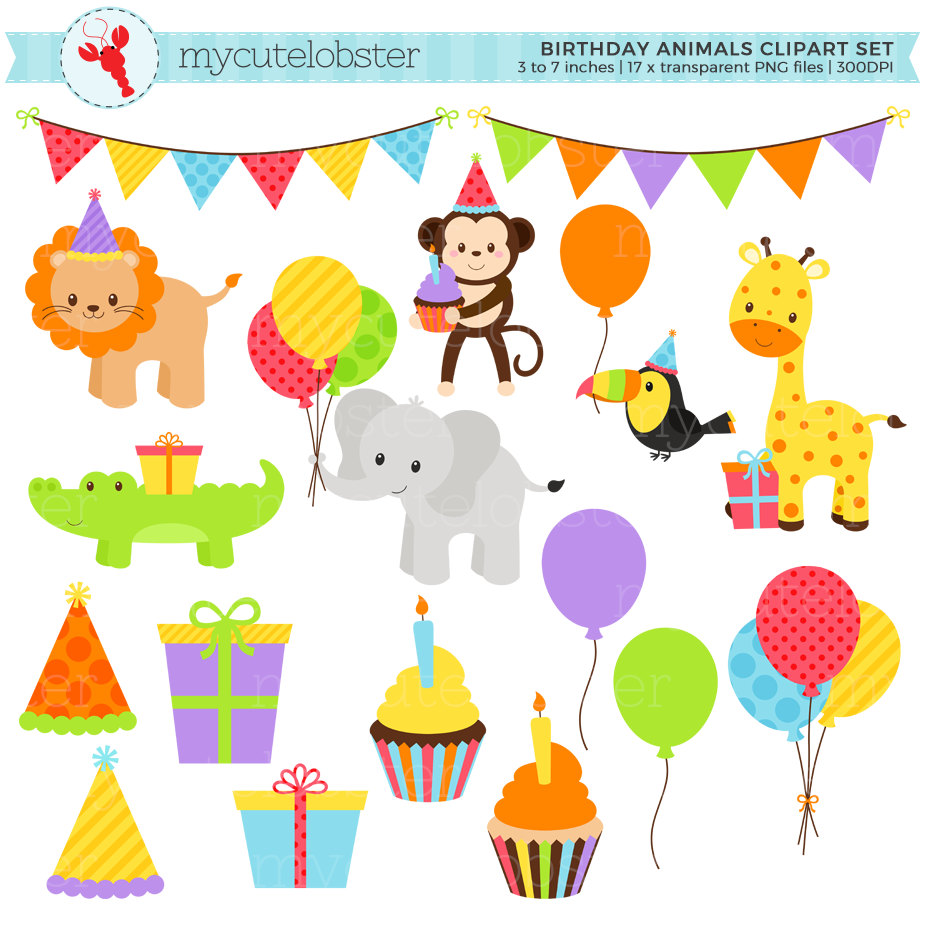 Animal Birthday Party Clipart.