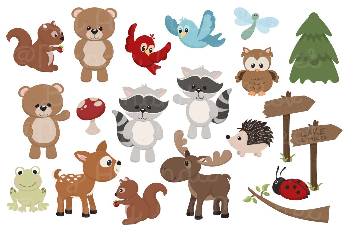 Adorable, Free Woodland Animals Clipart and Digital Papers.