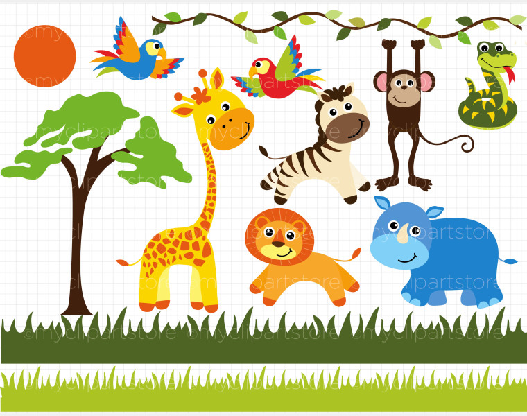 Baby Safari Animals Clipart.