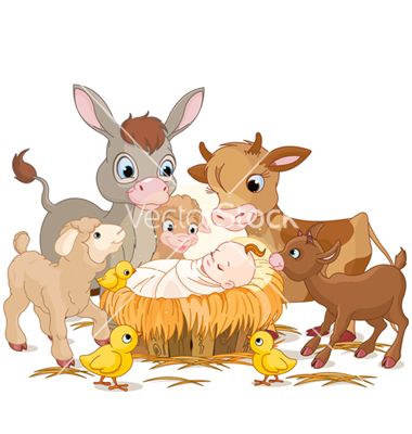 Holy child with animals vector.