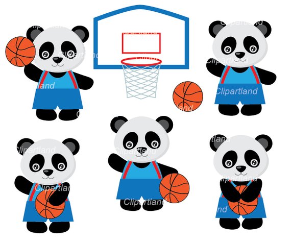 Instant Download. Panda basketball clipart. Cpan_8. Personal.