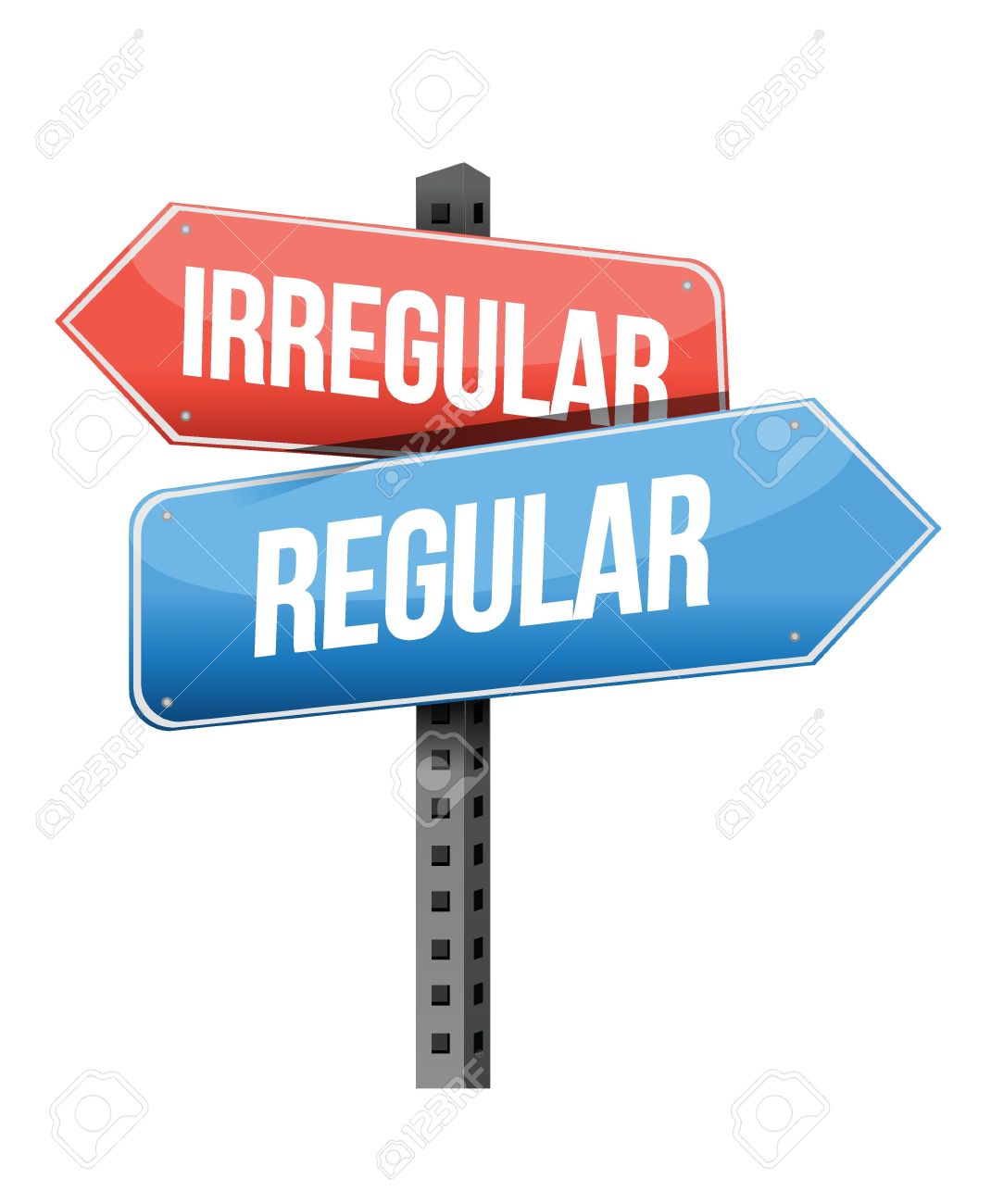 Irregular, Regular Road Sign Illustration Design Over A White.