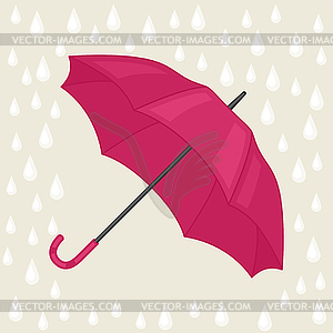 Abstract background with colored umbrella and rain.