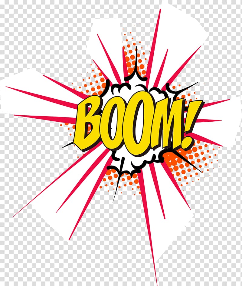 Boom illustration, Comics Explosion Cartoon, BOOM Comic.