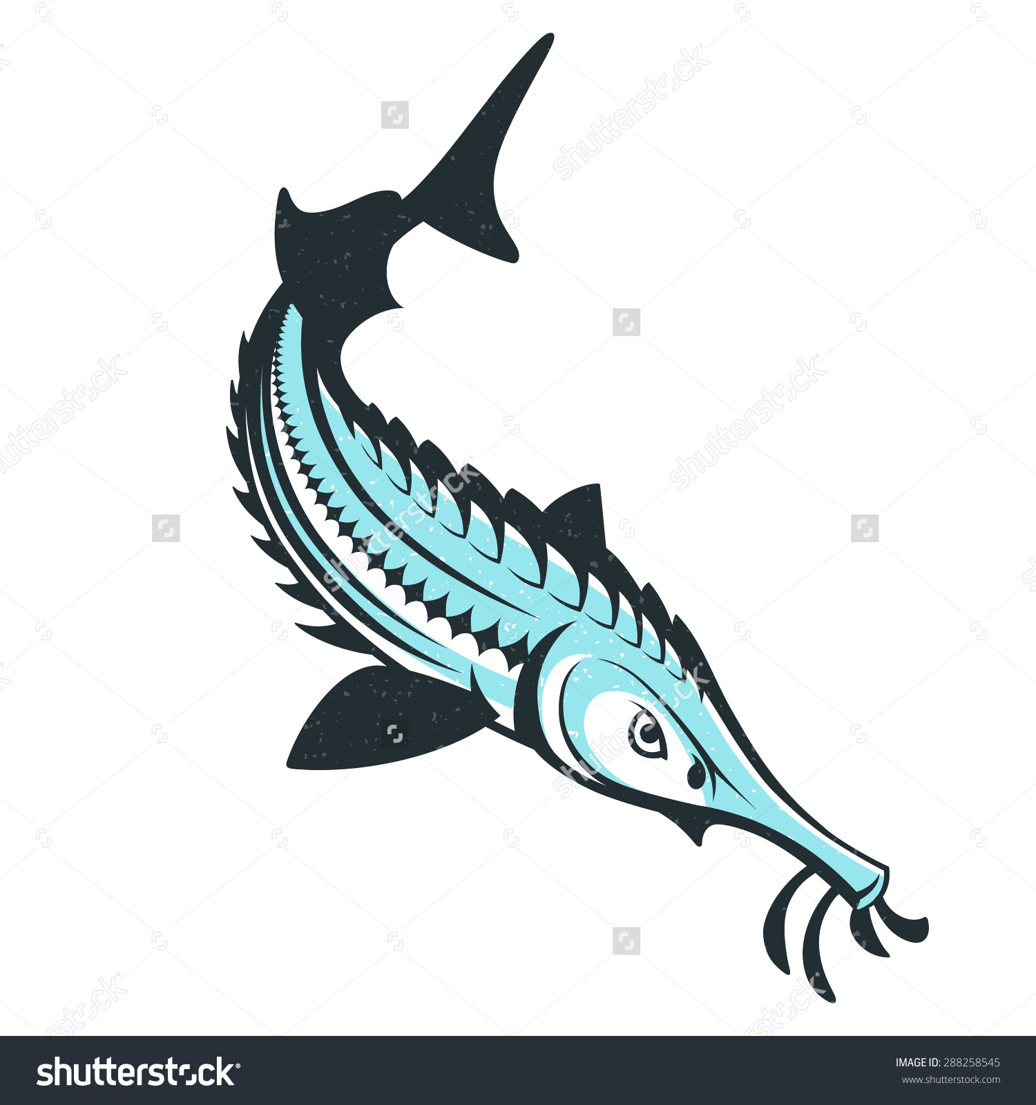 Sturgeon Fish Logo Template Vector Illustration Stock Vector.