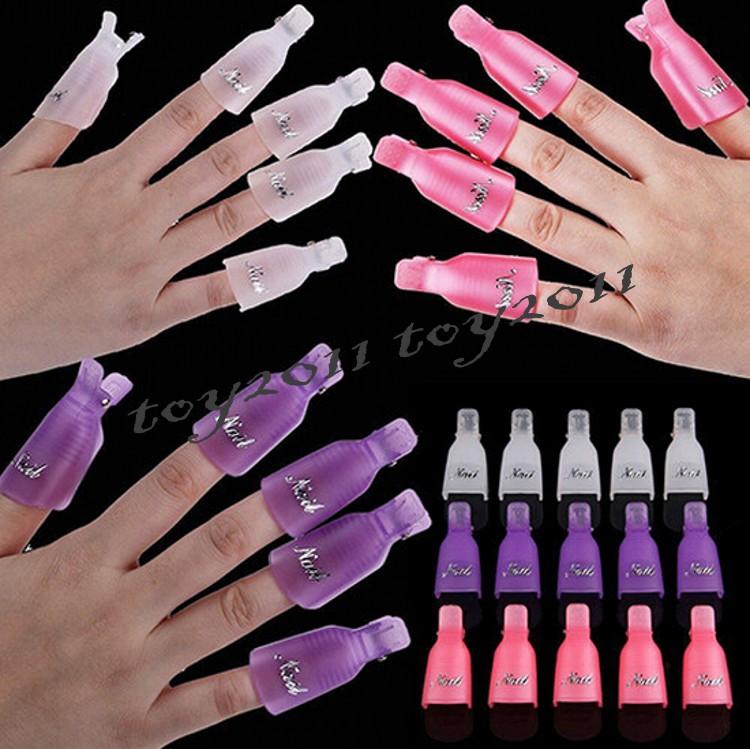 2016 10Pcs Plastic Acrylic Nail Art Smart Soak Off Clip Cap UV Gel Polish  Remover Wrap.