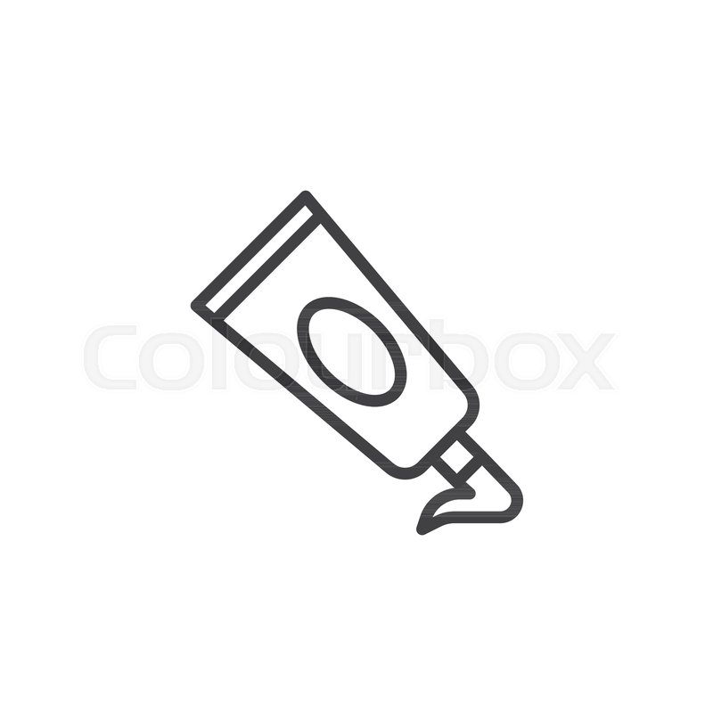 Acrylic paint tube line icon, outline.