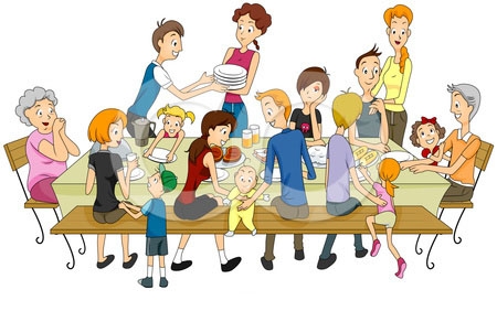 Filipino Family Eating Together Clipart.