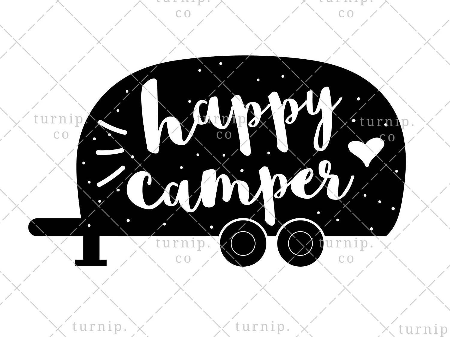 Happy Camper PNG Sublimation Graphic In Black And White by.