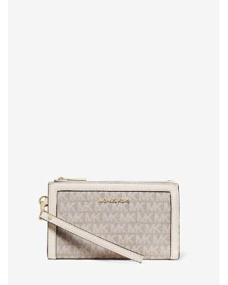 MICHAEL Michael Kors MICHAEL Michael Kors Adele Logo Jacquard Smartphone  Wallet Natural ONE SIZE from Michael Kors.