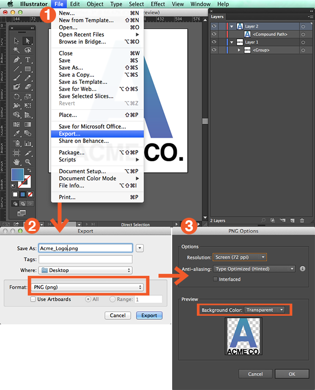 How to create PNG files of your logo in Illustrator.