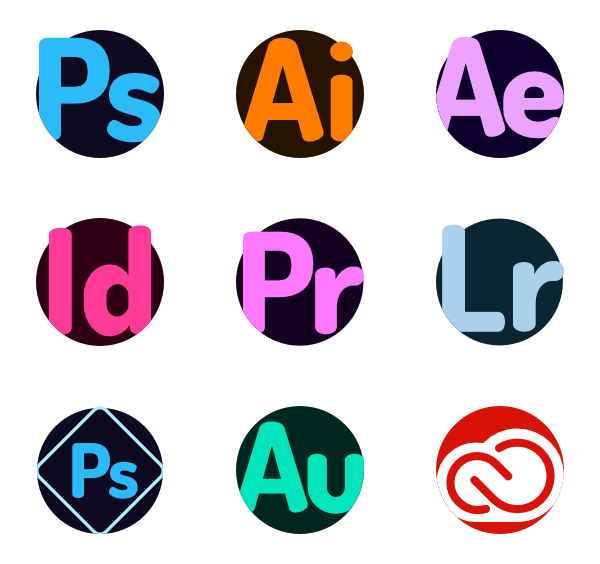 Adobe logos 50 free icons (SVG, EPS, PSD, PNG files).