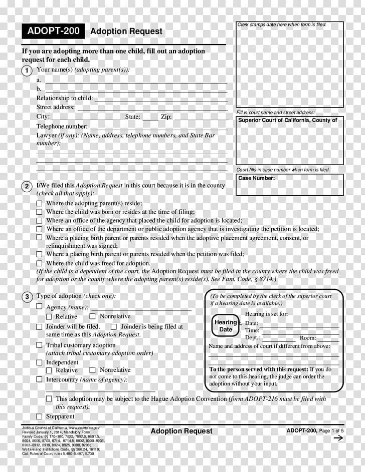 California Document Form Adoption Law, others transparent.